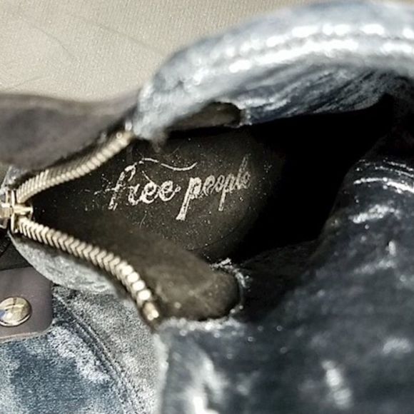 NWT $198 Free People  | Moonlit | Crushed Velvet Boots in Blue - Picture 12 of 12